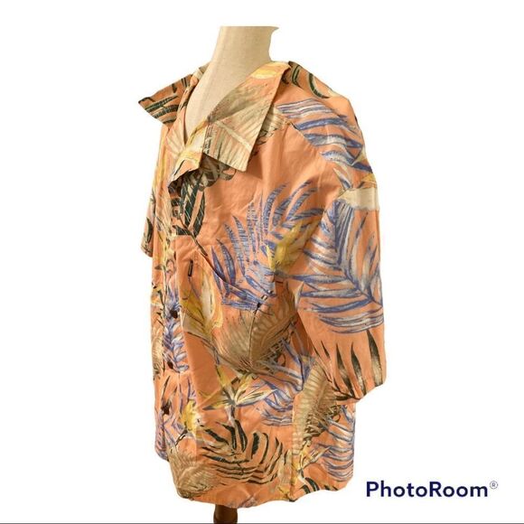 Palmwave Peach Print Hawaiian Shirt - Picture 4 of 9